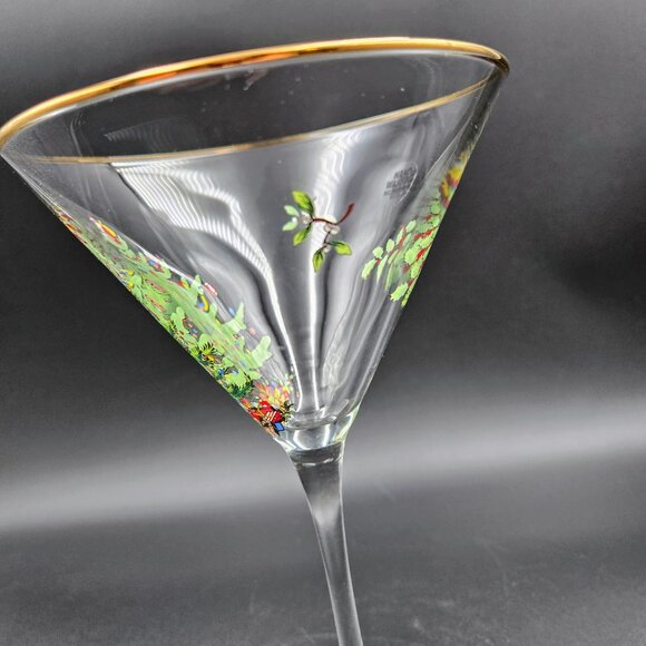 Spode Christmas Tree Martini Cocktail Estate Glass Stemware Santa Read - Picture 6 of 13